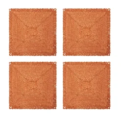 Caravan Place Settings & Linens|Loopy Square Placemat in in Clementine, Set of 4