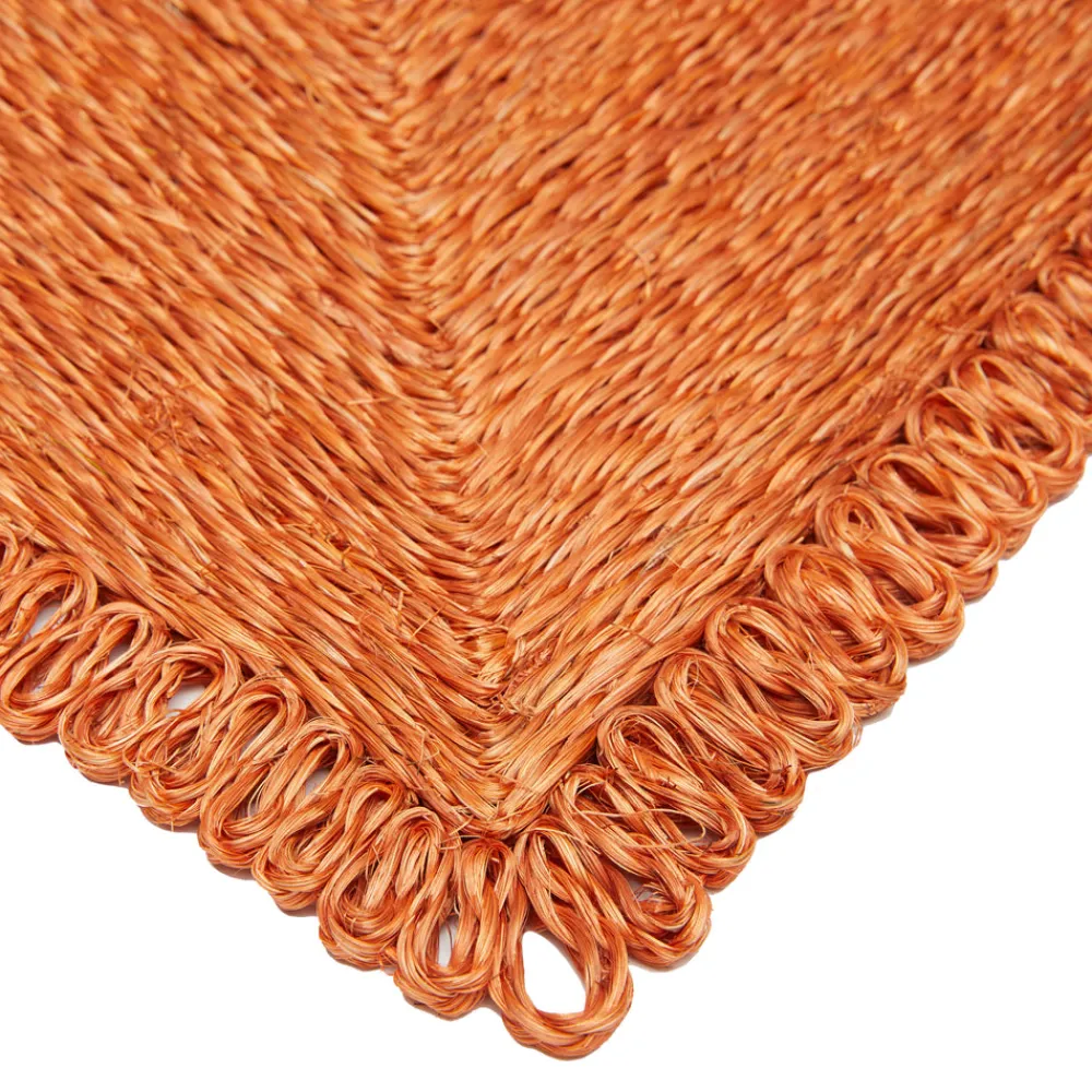 Caravan Place Settings & Linens|Loopy Square Placemat in in Clementine, Set of 4