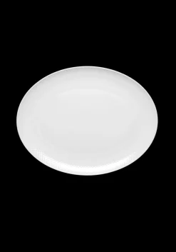 Lyngby Porcelain Dinnerware|Rhombe Oval Serving Dish in White