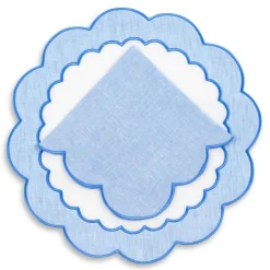 Loulou La Dune Place Settings & Linens|Made-to-Order Colette Linen Placemat and Napkin, Set of 12 in Blue