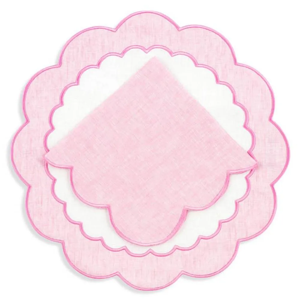 Loulou La Dune Place Settings & Linens|Made-to-Order Colette Linen Placemat and Napkin, Set of 12 in Pink