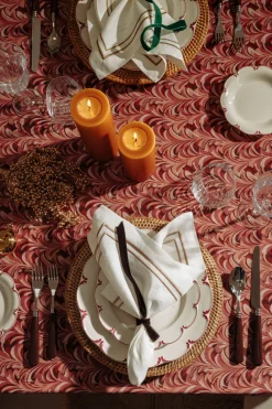 Rebecca Udall Place Settings & Linens|Marble Linen Tablecloth in Pink