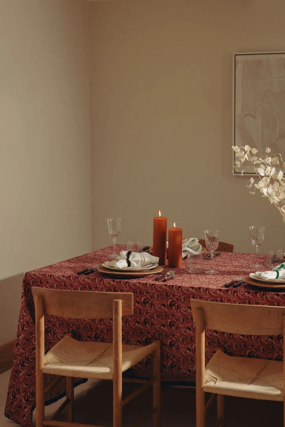 Rebecca Udall Place Settings & Linens|Marble Linen Tablecloth in Pink