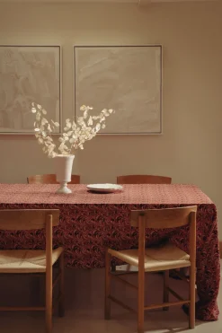 Rebecca Udall Place Settings & Linens|Marble Linen Tablecloth in Pink