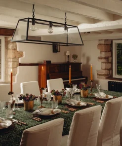 Rebecca Udall Place Settings & Linens|Marble Linen Tablecloth in Green