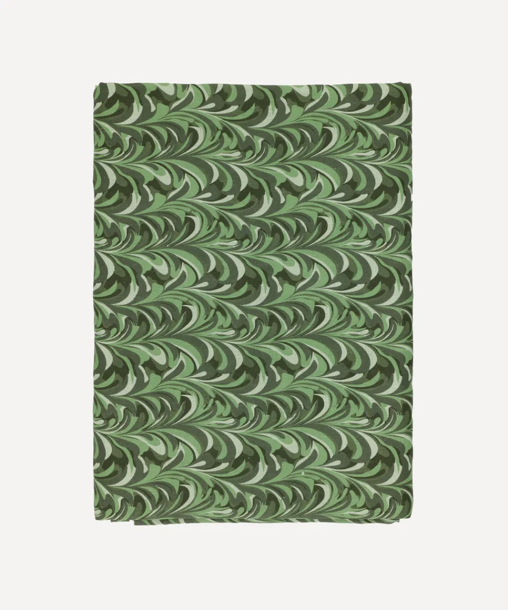 Rebecca Udall Place Settings & Linens|Marble Linen Tablecloth in Green