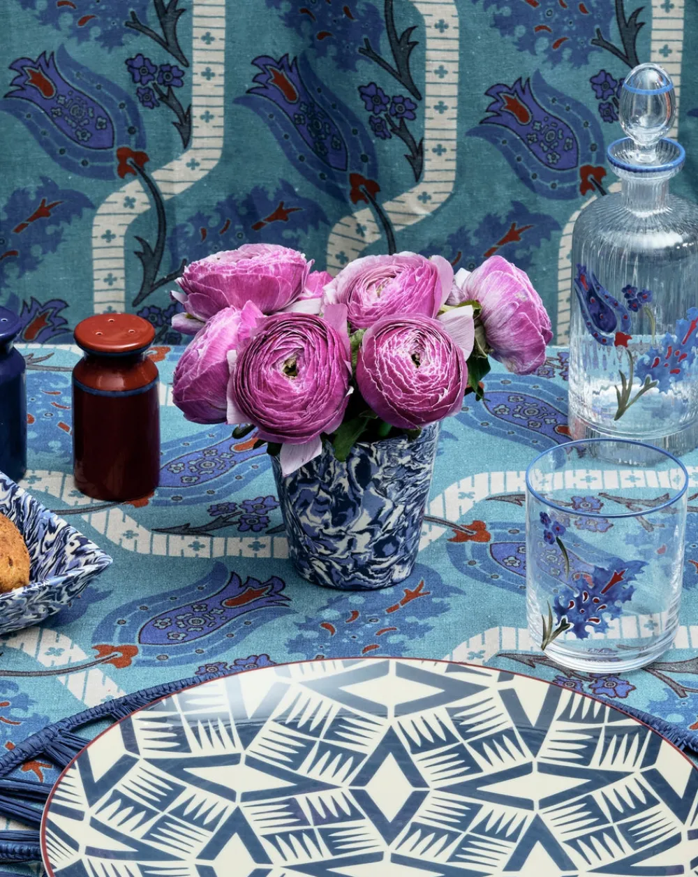 Cabana Glassware|Marbled Ceramic Tumbler in Blue