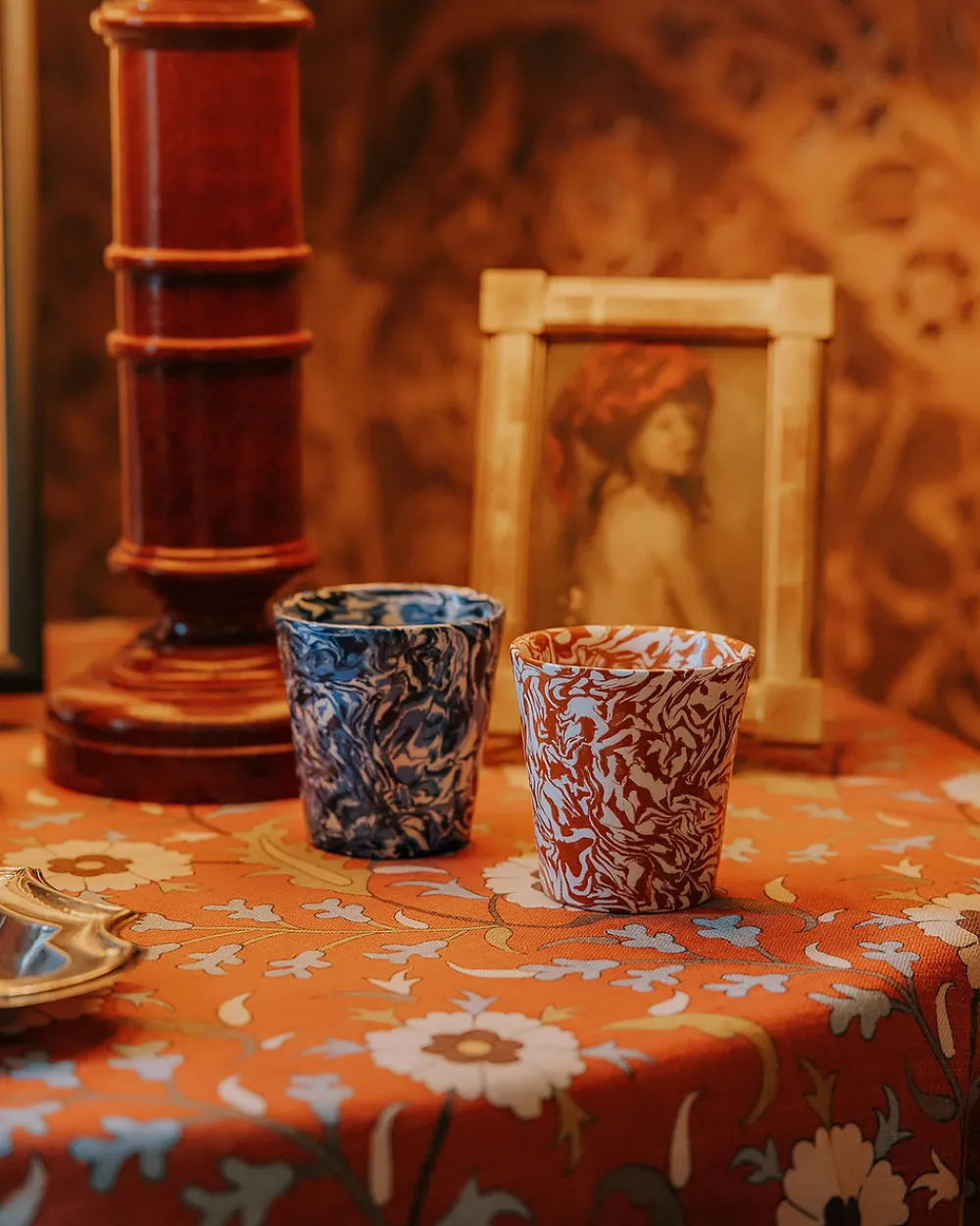 Cabana Glassware|Marbled Ceramic Tumbler in Blue