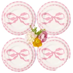 Mrs. Alice Dinnerware|Marilyn Pink Bow Dinner & Starter Plates, Set of 8