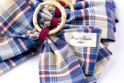Maria Louise Cottage Place Settings & Linens|Marseille Indigo Plaid Napkin Rings in Blue, Set of 4
