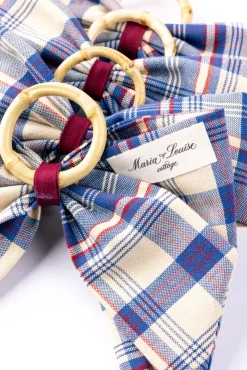 Maria Louise Cottage Place Settings & Linens|Marseille Indigo Plaid Napkin Rings in Blue, Set of 4