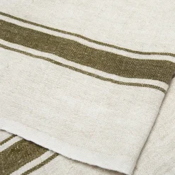 Caravan Place Settings & Linens|Marseille Tea Towels in Olive Green & Natural, Set of 2