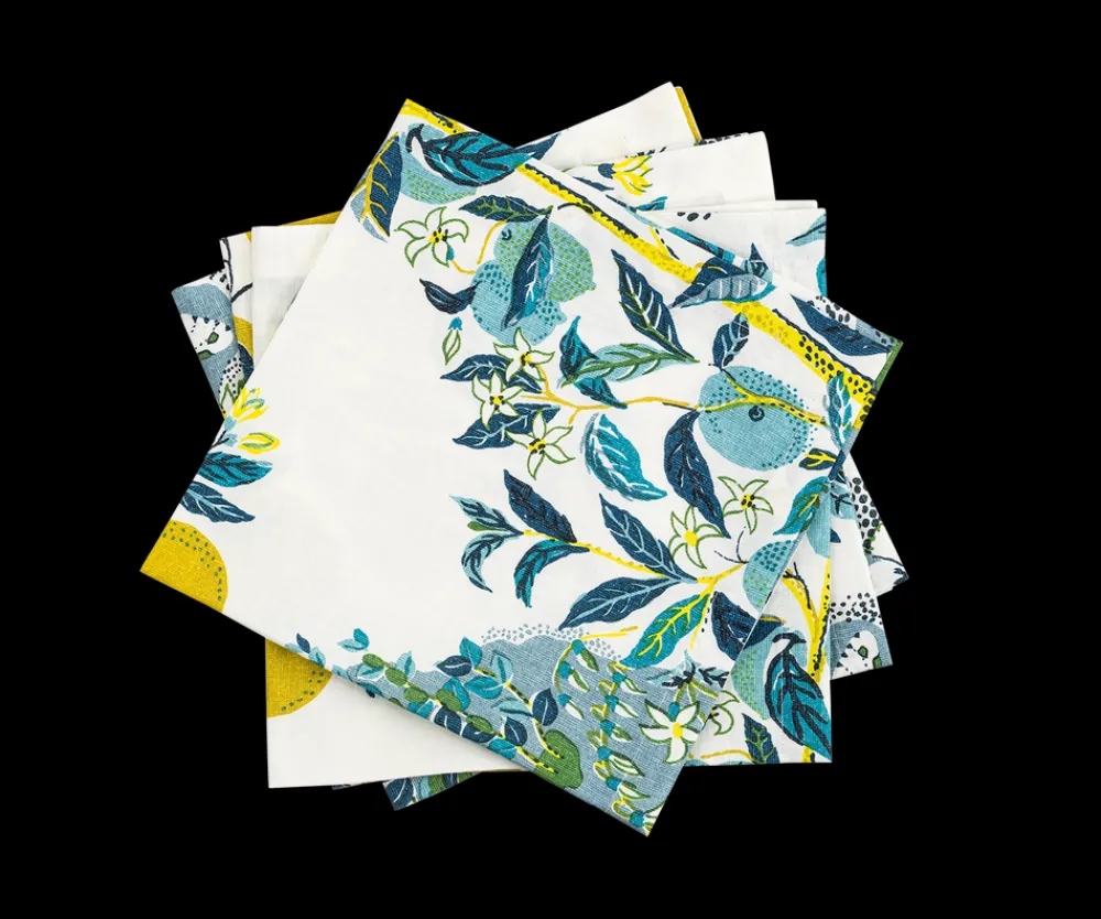 Matouk Place Settings & Linens|Schumacher Citrus Garden Napkin in Pool, Set of 4
