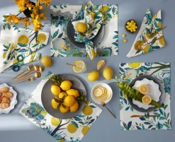 Matouk Place Settings & Linens|Schumacher Citrus Garden Napkin in Pool, Set of 4