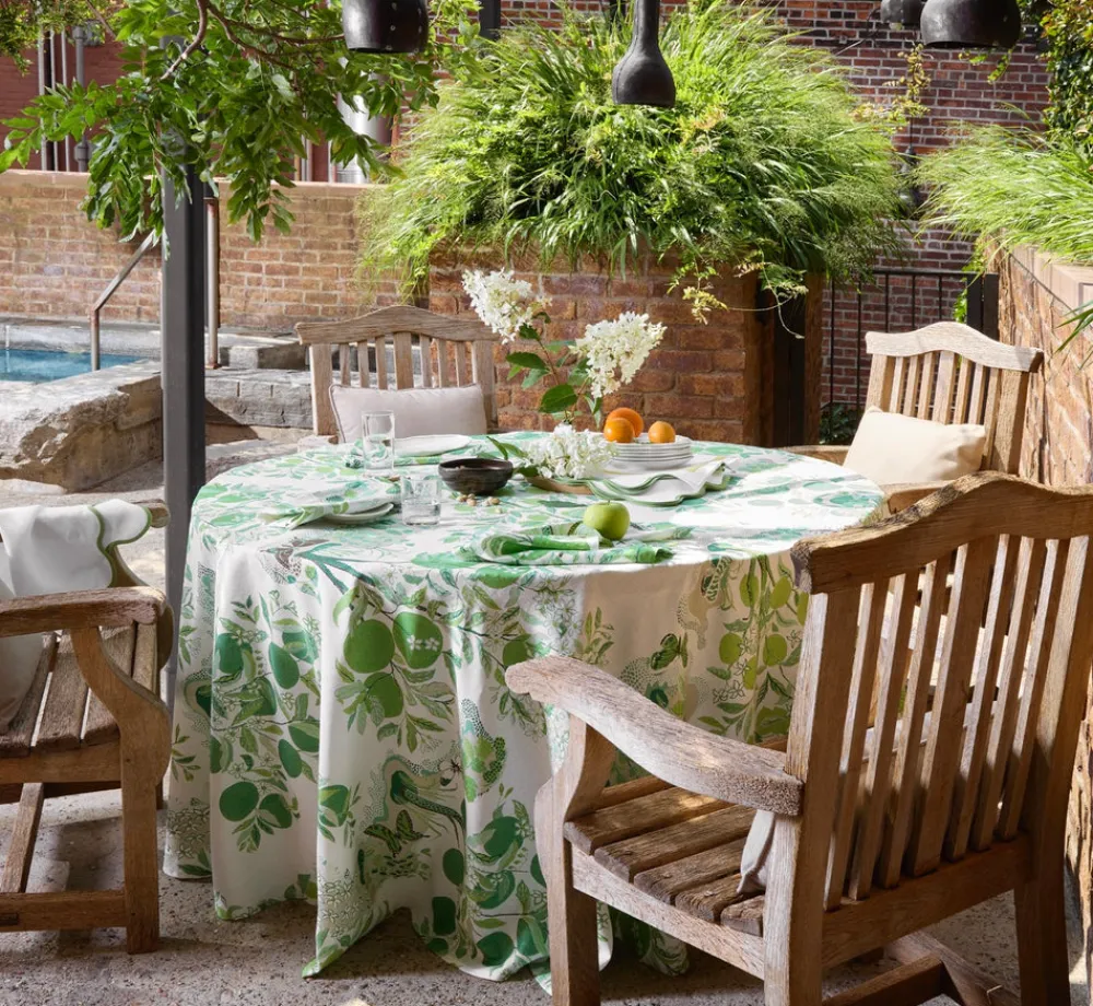 Matouk Place Settings & Linens|Schumacher Citrus Garden Tablecloth in Grass