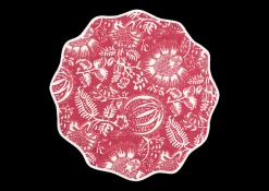 Matouk Place Settings & Linens|Schumacher Granada Circle Placemat in Scarlet, Set of 4