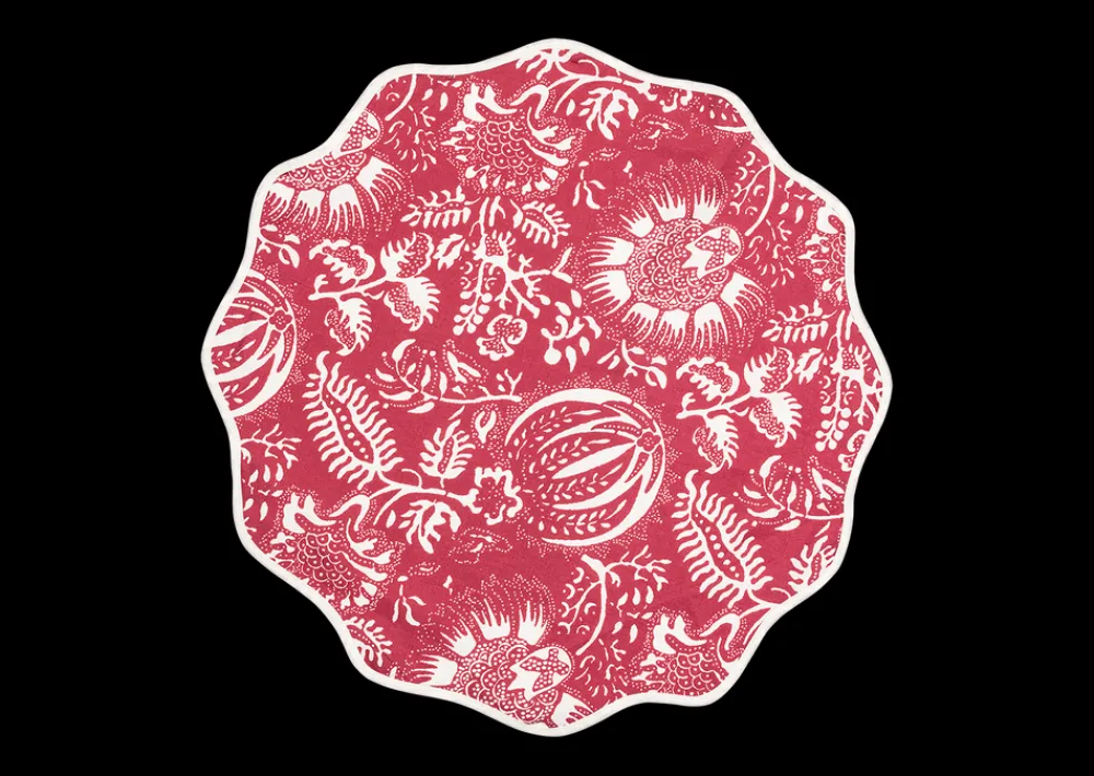 Matouk Place Settings & Linens|Schumacher Granada Circle Placemat in Scarlet, Set of 4