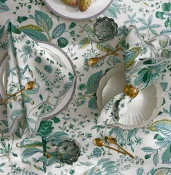 Matouk Place Settings & Linens|Schumacher Pomegranate Tablecloth in Emerald