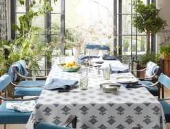 Matouk Place Settings & Linens|Schumacher Rubia Tablecloth in Navy