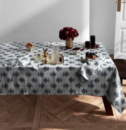 Matouk Place Settings & Linens|Schumacher Rubia Tablecloth in Navy