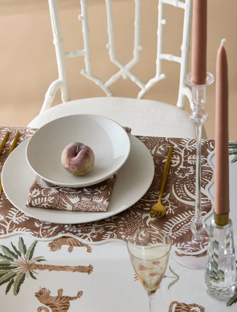 Matouk Place Settings & Linens|Schumacher Tiger Palm Tablecloth