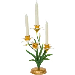 Juliska Candles|Meadow Walk Daffodil 14" Centerpiece Candelabra in Yellow