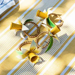 Juliska Place Settings & Linens|Meadow Walk Daffodil Napkin Ring, Set of 4 in Yellow