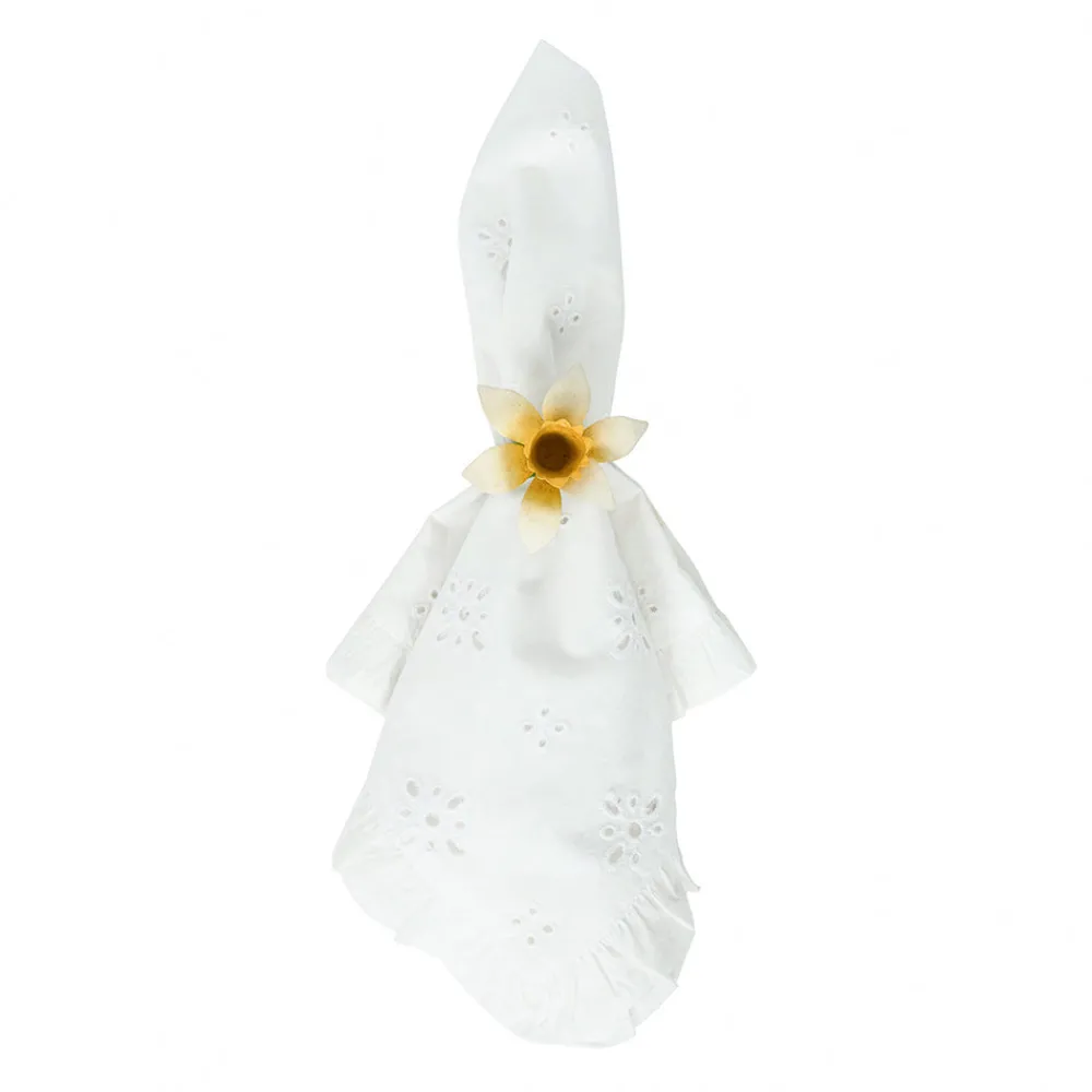 Juliska Place Settings & Linens|Meadow Walk Daffodil Napkin Ring, Set of 4 in Yellow