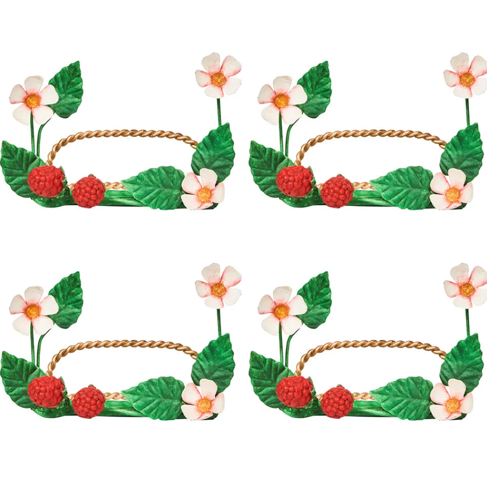 Juliska Place Settings & Linens|Meadow Walk Raspberries Place Card Holder, Set of 4 in Multi