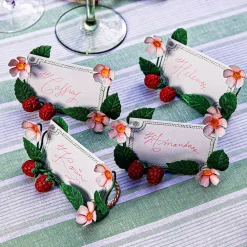 Juliska Place Settings & Linens|Meadow Walk Raspberries Place Card Holder, Set of 4 in Multi
