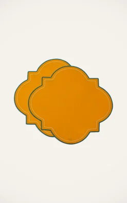 La DoubleJ Place Settings & Linens|Medallion Placemats in Solid Yellow, Set of 2