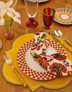 La DoubleJ Place Settings & Linens|Medallion Placemats in Solid Yellow, Set of 2