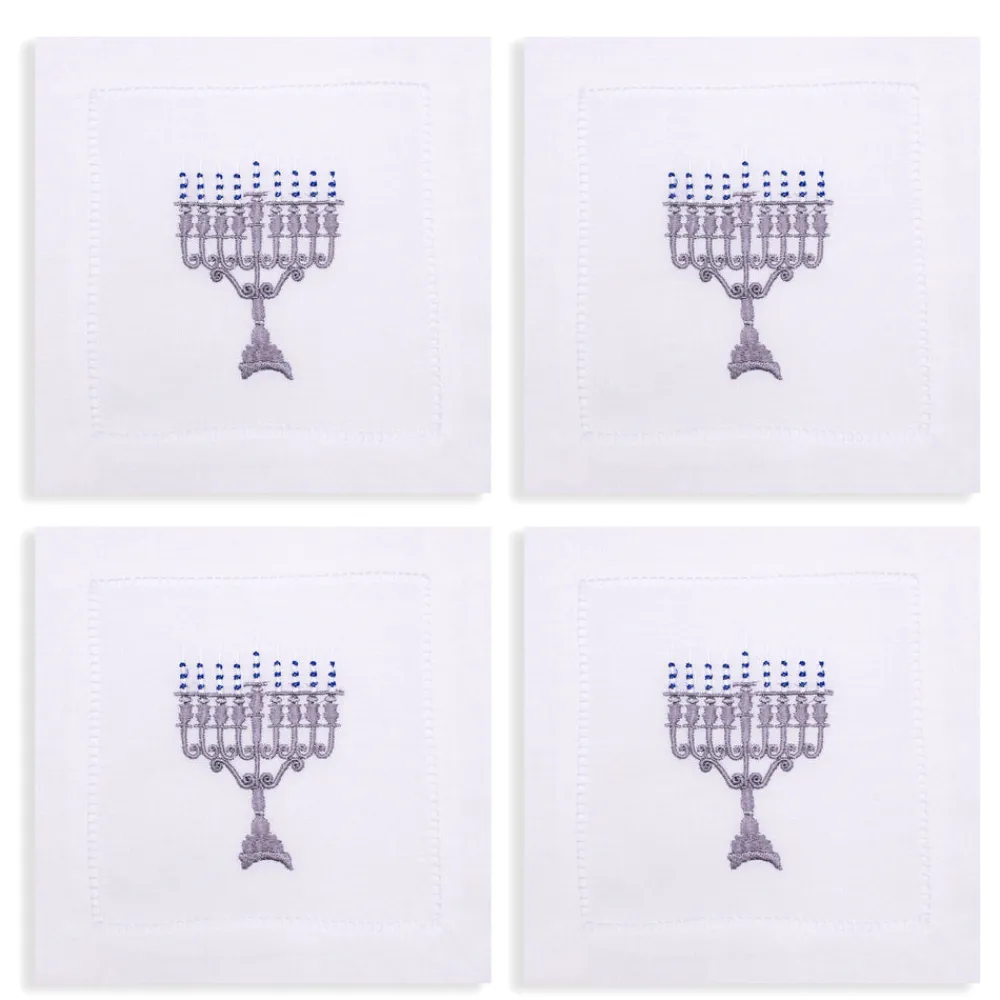 Chefanie Place Settings & Linens|Menorah Cocktail Napkins, Set of 4