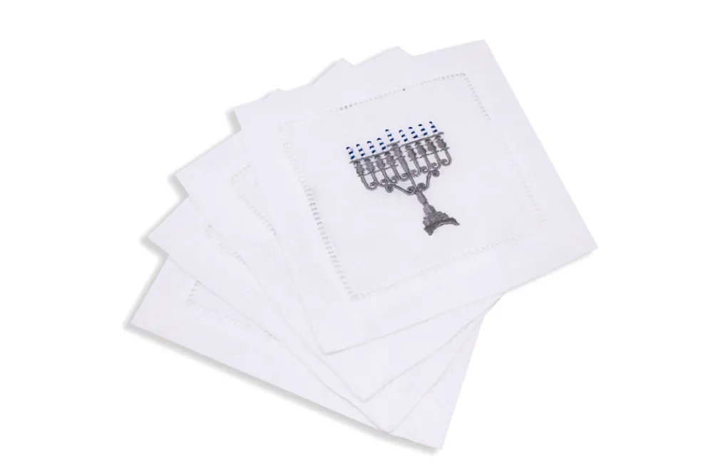 Chefanie Place Settings & Linens|Menorah Cocktail Napkins, Set of 4