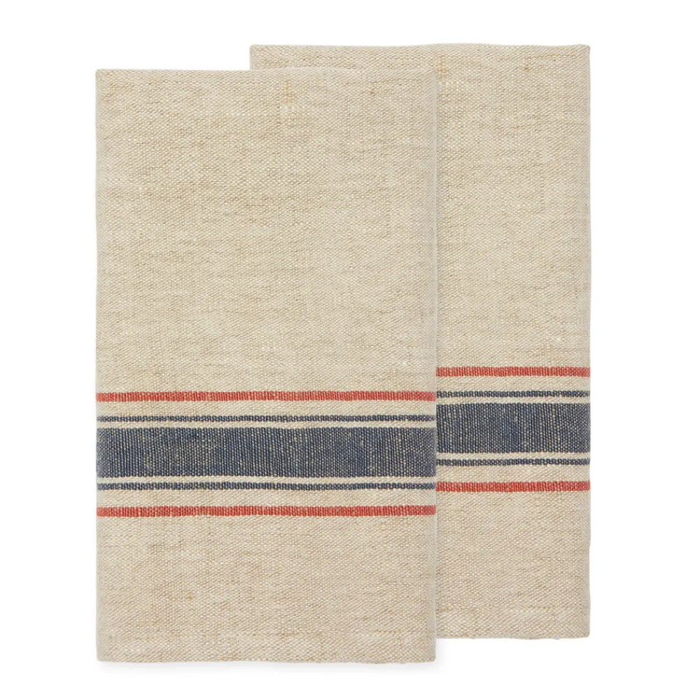 Caravan Place Settings & Linens|Menton Towel in Natural & Denim, Set of 2