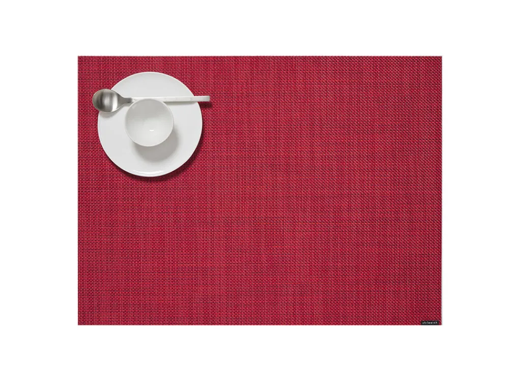 Chilewich Place Settings & Linens|Mini Basketweave Rectangluar Placemat in Scarlet