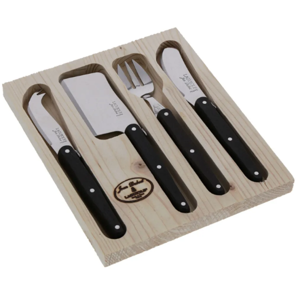 Jean Dubost Laguiole Flatware|Mini Cheese Set in Wenge Wood, Set of 4