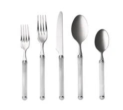 Kim Seybert Flatware|Mirage 5-Piece Place Setting in White & Silver