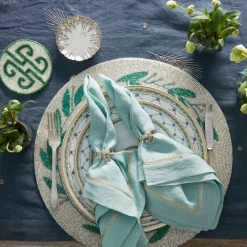 Joanna Buchanan Place Settings & Linens|Mistletoe Hand Beaded Placemat