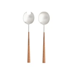 Costa Nova Flatware|Mito Collection Salad Serving Set in Brushed Wooden Cable, Set of 2