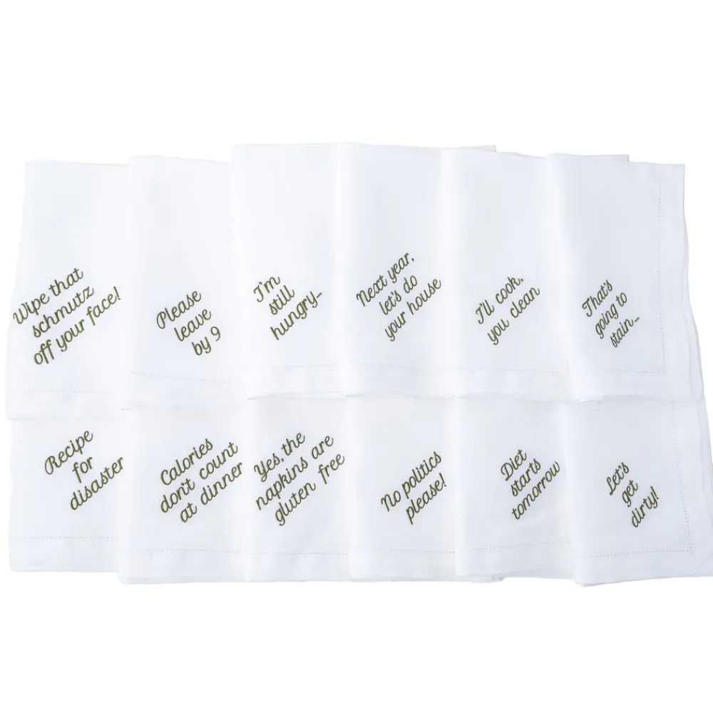 No Reservations Place Settings & Linens|Mixed Messages Dinner Napkins, Set of 12