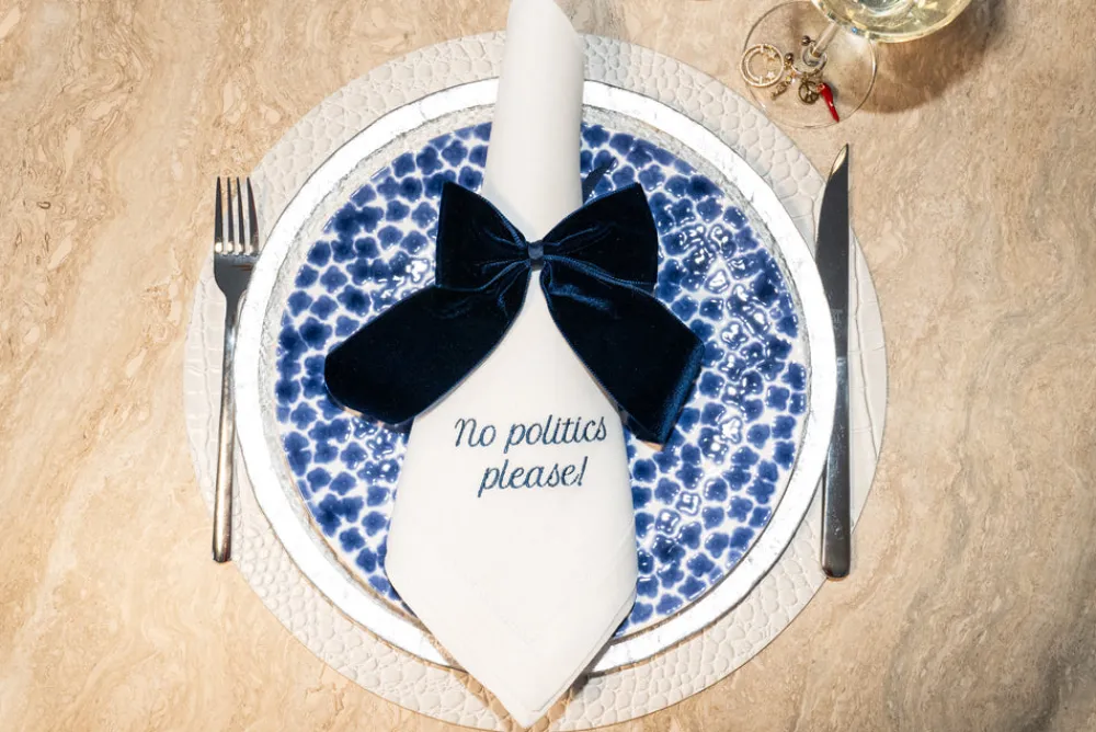 No Reservations Place Settings & Linens|Mixed Messages Dinner Napkins, Set of 12