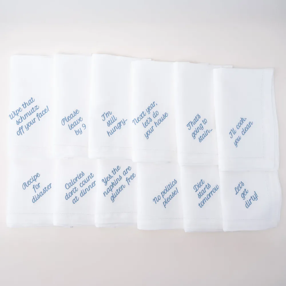 No Reservations Place Settings & Linens|Mixed Messages Dinner Napkins, Set of 12