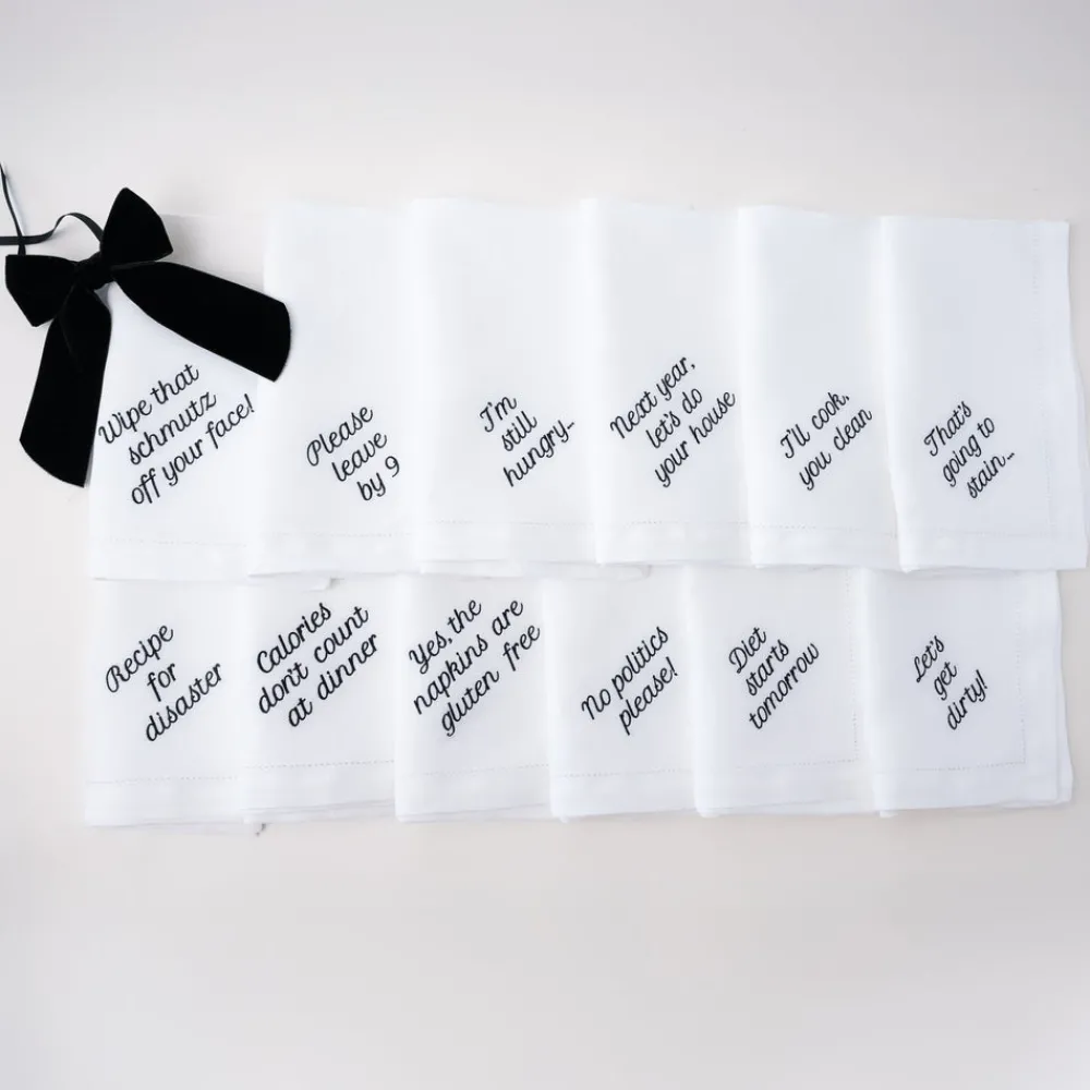 No Reservations Place Settings & Linens|Mixed Messages Dinner Napkins, Set of 12