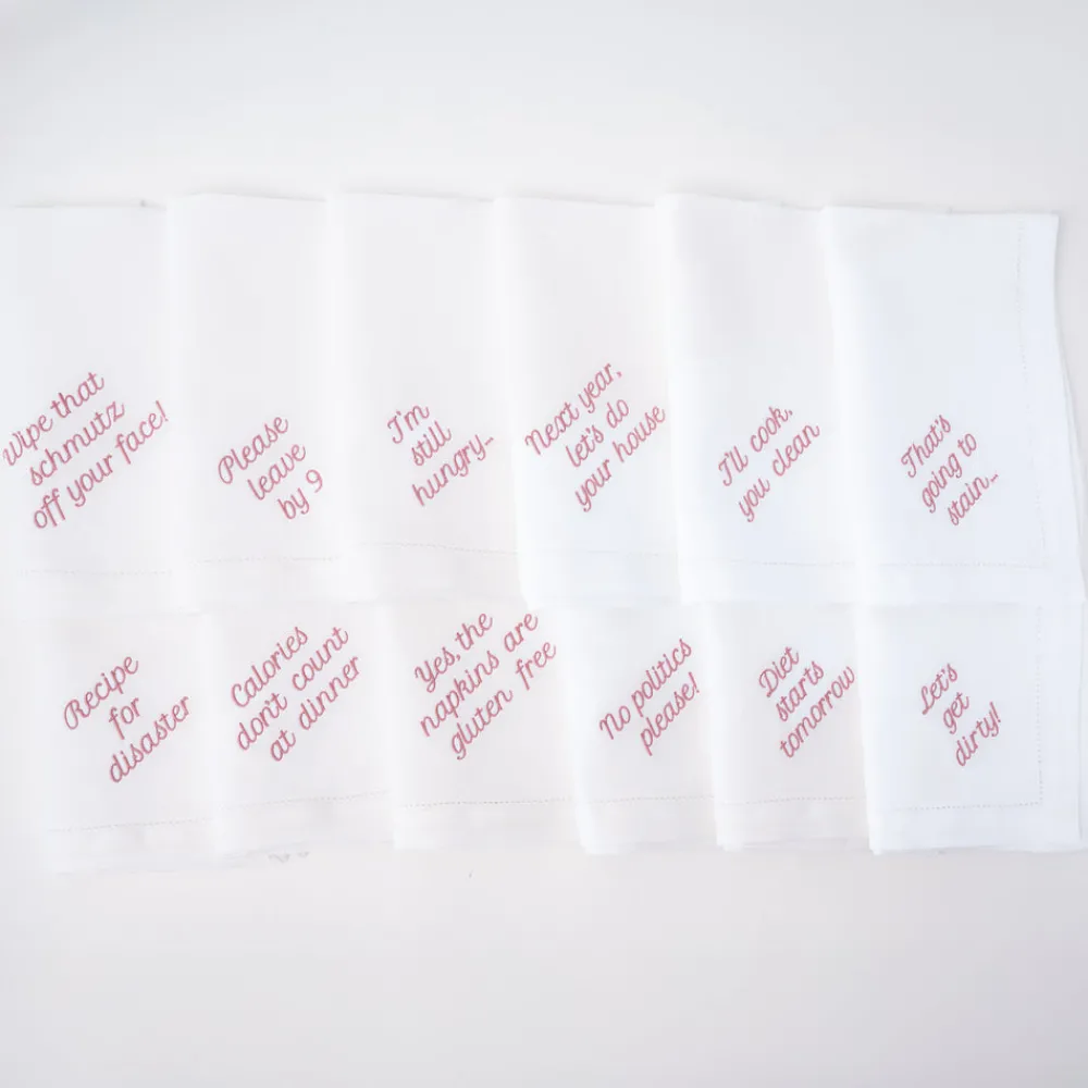 No Reservations Place Settings & Linens|Mixed Messages Dinner Napkins, Set of 12