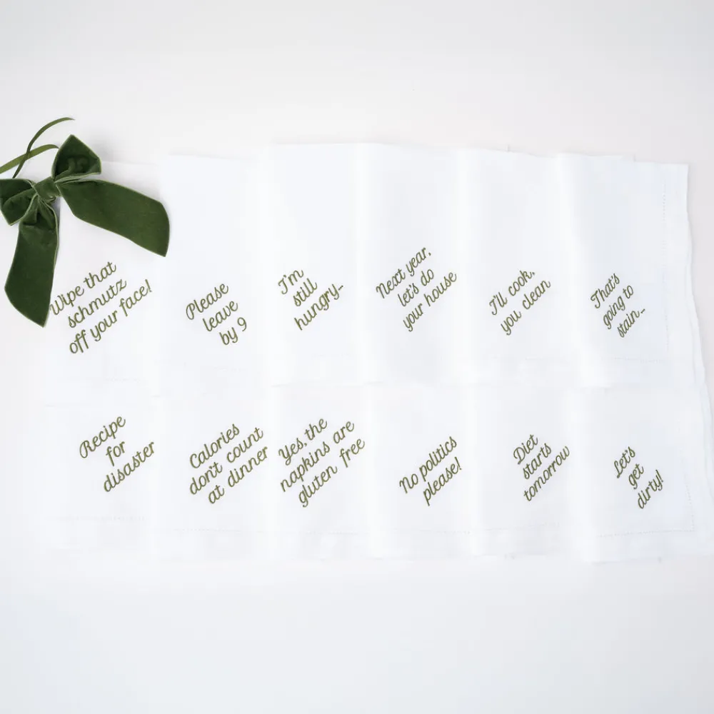 No Reservations Place Settings & Linens|Mixed Messages Dinner Napkins, Set of 12
