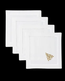 Henry Handwork Place Settings & Linens|Mod Tree Gold Cocktail Napkin Set