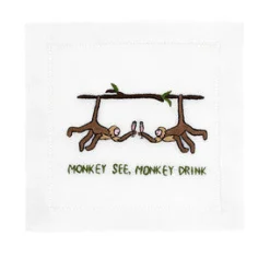 August Morgan Place Settings & Linens|Monkey See, Monkey Drink Cocktail Napkins, Set of 4