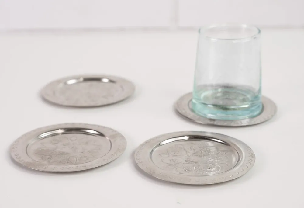 Verve Culture Place Settings & Linens|Moroccan Berber Silver Coasters, Set of 4