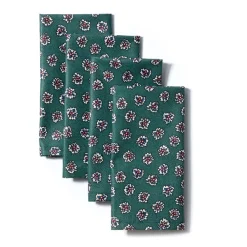 Maria Louise Cottage Place Settings & Linens|Moss & Berry Napkins in Green, Set of 4